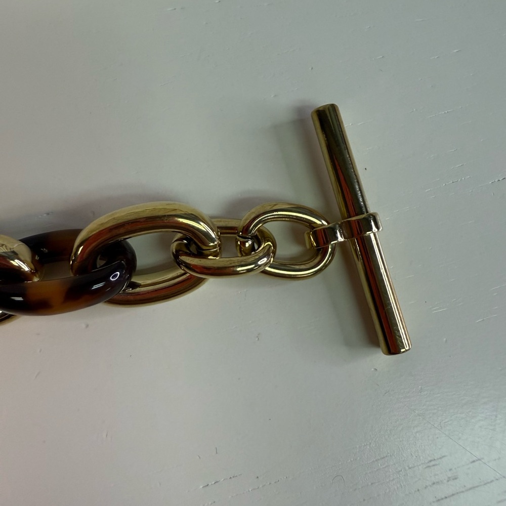 New Michael Kors Goldtone Tortoise Acetate Link Bracelet - Picture 5 of 5